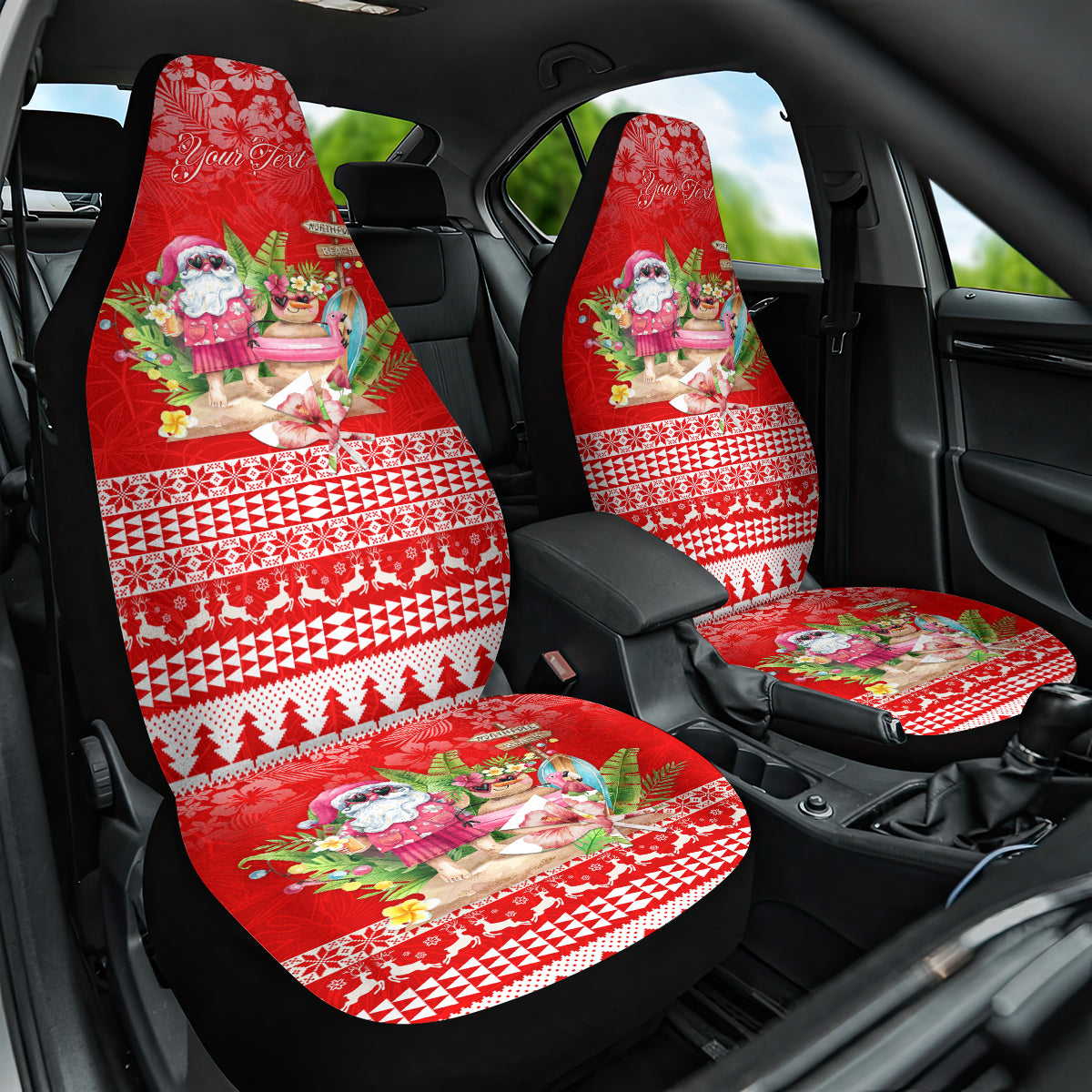 Personalised Hawaii Mele Kalikimaka Car Seat Cover Santa Beach Merry Christmas LT9 - Wonder Print Shop