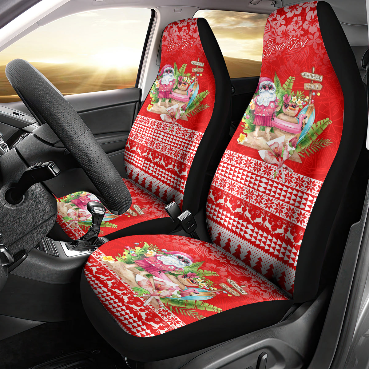 Personalised Hawaii Mele Kalikimaka Car Seat Cover Santa Beach Merry Christmas LT9 - Wonder Print Shop