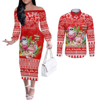 personalised-hawaii-mele-kalikimaka-couples-matching-off-the-shoulder-long-sleeve-dress-and-long-sleeve-button-shirt-santa-beach-merry-christmas