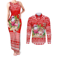 Personalised Hawaii Mele Kalikimaka Couples Matching Tank Maxi Dress and Long Sleeve Button Shirt Santa Beach Merry Christmas LT9 - Wonder Print Shop