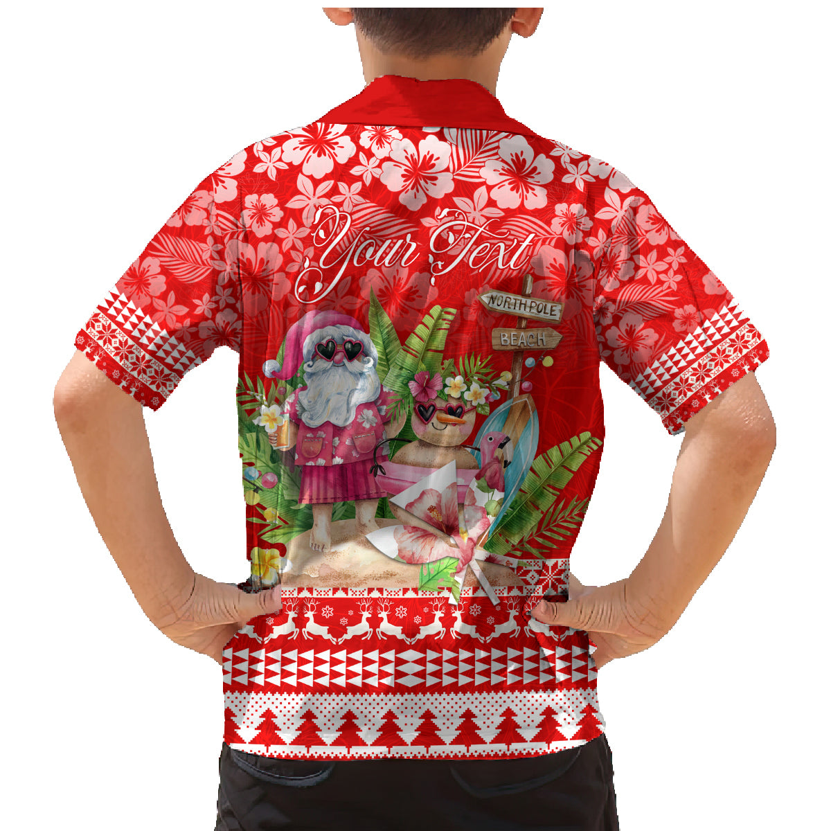 Personalised Hawaii Mele Kalikimaka Family Matching Mermaid Dress and Hawaiian Shirt Santa Beach Merry Christmas LT9 - Wonder Print Shop