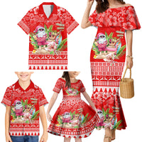 Personalised Hawaii Mele Kalikimaka Family Matching Mermaid Dress and Hawaiian Shirt Santa Beach Merry Christmas LT9 - Wonder Print Shop