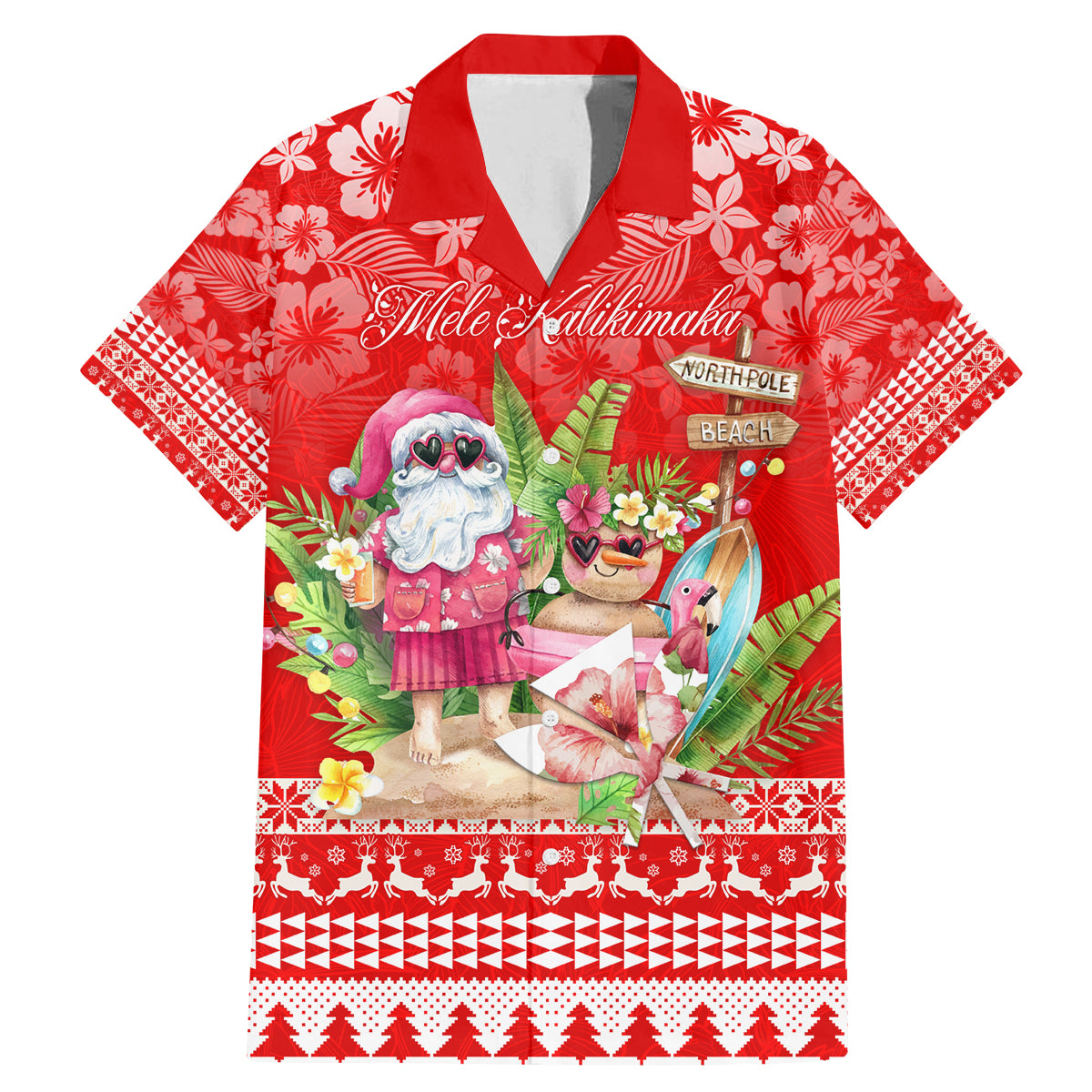 Personalised Hawaii Mele Kalikimaka Family Matching Mermaid Dress and Hawaiian Shirt Santa Beach Merry Christmas LT9 - Wonder Print Shop