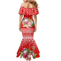 Personalised Hawaii Mele Kalikimaka Family Matching Mermaid Dress and Hawaiian Shirt Santa Beach Merry Christmas LT9 - Wonder Print Shop
