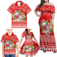 Personalised Hawaii Mele Kalikimaka Family Matching Off Shoulder Maxi Dress and Hawaiian Shirt Santa Beach Merry Christmas LT9 - Wonder Print Shop