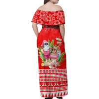 Personalised Hawaii Mele Kalikimaka Family Matching Off Shoulder Maxi Dress and Hawaiian Shirt Santa Beach Merry Christmas LT9 - Wonder Print Shop