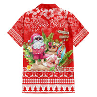 Personalised Hawaii Mele Kalikimaka Family Matching Off Shoulder Short Dress and Hawaiian Shirt Santa Beach Merry Christmas LT9 - Wonder Print Shop