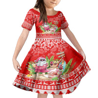 Personalised Hawaii Mele Kalikimaka Family Matching Short Sleeve Bodycon Dress and Hawaiian Shirt Santa Beach Merry Christmas - Wonder Print Shop