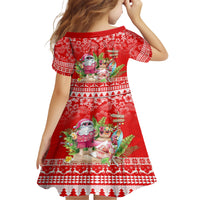 Personalised Hawaii Mele Kalikimaka Family Matching Short Sleeve Bodycon Dress and Hawaiian Shirt Santa Beach Merry Christmas - Wonder Print Shop
