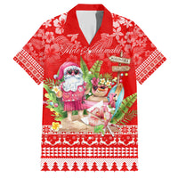 Personalised Hawaii Mele Kalikimaka Family Matching Short Sleeve Bodycon Dress and Hawaiian Shirt Santa Beach Merry Christmas - Wonder Print Shop
