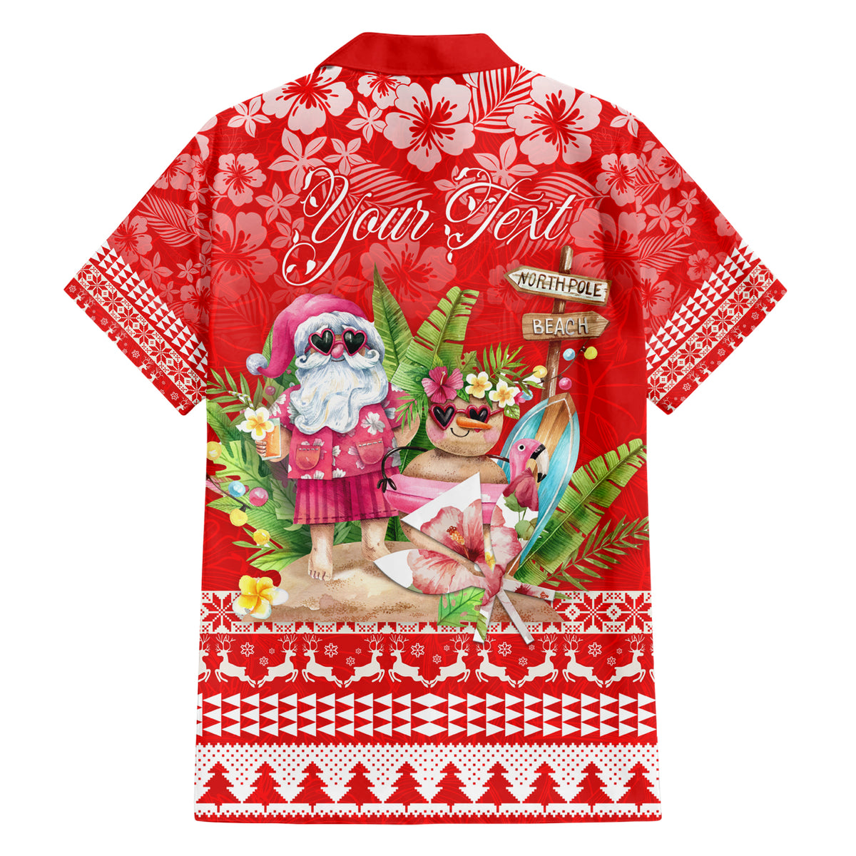 Personalised Hawaii Mele Kalikimaka Family Matching Short Sleeve Bodycon Dress and Hawaiian Shirt Santa Beach Merry Christmas - Wonder Print Shop