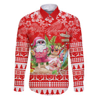 Personalised Hawaii Mele Kalikimaka Family Matching Short Sleeve Bodycon Dress and Hawaiian Shirt Santa Beach Merry Christmas - Wonder Print Shop