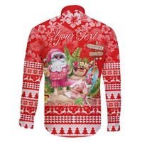 Personalised Hawaii Mele Kalikimaka Family Matching Short Sleeve Bodycon Dress and Hawaiian Shirt Santa Beach Merry Christmas - Wonder Print Shop