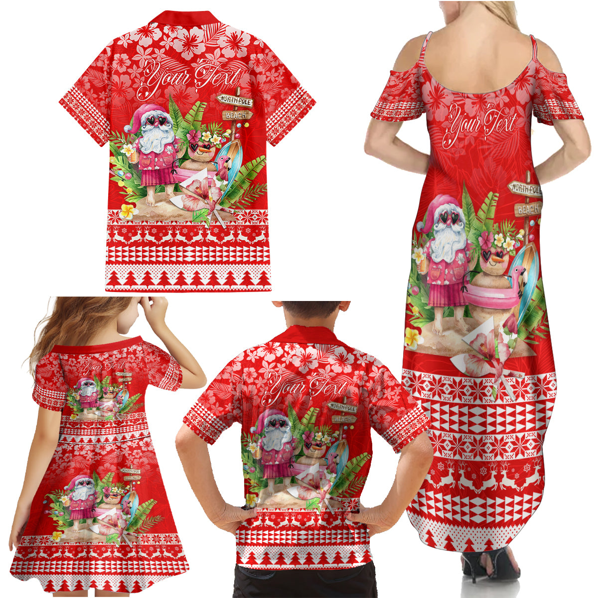 Personalised Hawaii Mele Kalikimaka Family Matching Summer Maxi Dress and Hawaiian Shirt Santa Beach Merry Christmas - Wonder Print Shop