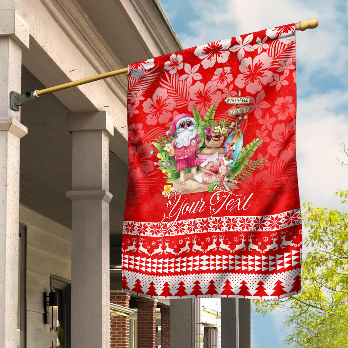 Personalised Hawaii Mele Kalikimaka Garden Flag Santa Beach Merry Christmas - Wonder Print Shop