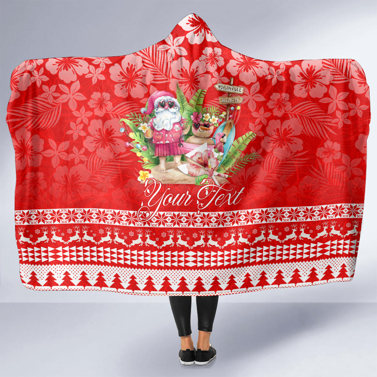 personalised-hawaii-mele-kalikimaka-hooded-blanket-santa-beach-merry-christmas