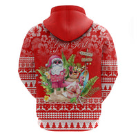 Personalised Hawaii Mele Kalikimaka Hoodie Santa Beach Merry Christmas - Wonder Print Shop