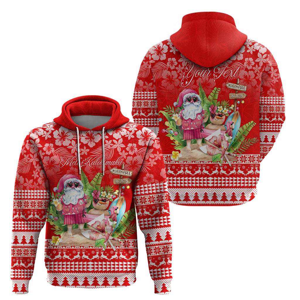 Personalised Hawaii Mele Kalikimaka Hoodie Santa Beach Merry Christmas - Wonder Print Shop