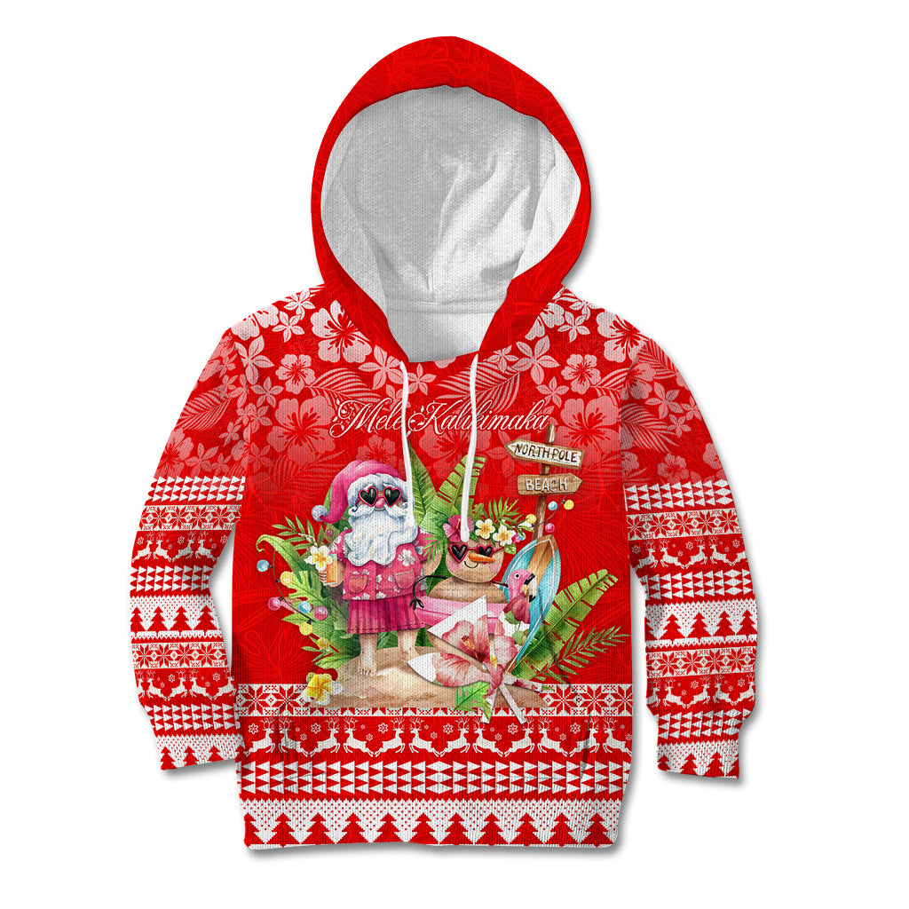 Personalised Hawaii Mele Kalikimaka Kid Hoodie Santa Beach Merry Christmas - Wonder Print Shop