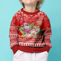 Personalised Hawaii Mele Kalikimaka Kid Ugly Christmas Sweater Santa Beach Merry Christmas - Wonder Print Shop