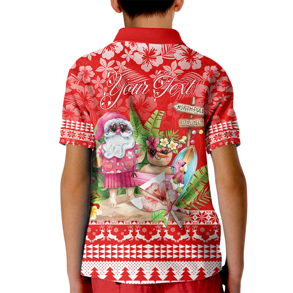 Personalised Hawaii Mele Kalikimaka Kid Polo Shirt Santa Beach Merry Christmas - Wonder Print Shop