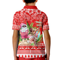 Personalised Hawaii Mele Kalikimaka Kid Polo Shirt Santa Beach Merry Christmas - Wonder Print Shop