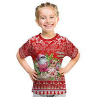 Personalised Hawaii Mele Kalikimaka Kid T Shirt Santa Beach Merry Christmas - Wonder Print Shop