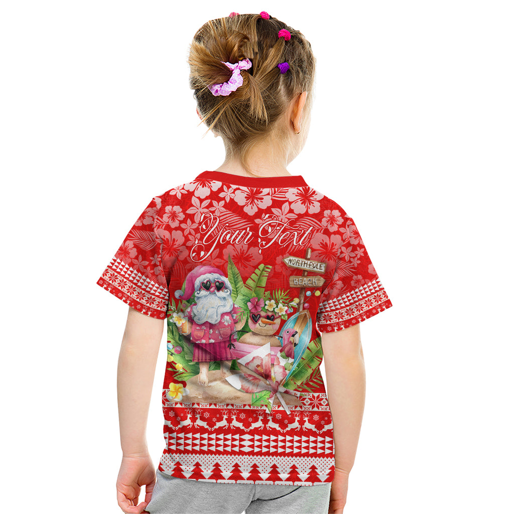 Personalised Hawaii Mele Kalikimaka Kid T Shirt Santa Beach Merry Christmas - Wonder Print Shop