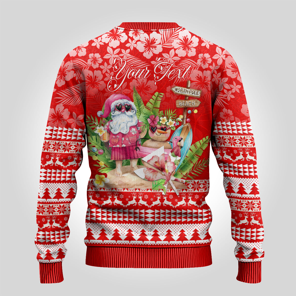 Personalised Hawaii Mele Kalikimaka Ugly Christmas Sweater Santa Beach Merry Christmas - Wonder Print Shop