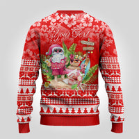 Personalised Hawaii Mele Kalikimaka Ugly Christmas Sweater Santa Beach Merry Christmas - Wonder Print Shop
