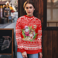 Personalised Hawaii Mele Kalikimaka Ugly Christmas Sweater Santa Beach Merry Christmas - Wonder Print Shop