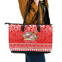 Personalised Hawaii Mele Kalikimaka Leather Tote Bag Santa Beach Merry Christmas - Wonder Print Shop