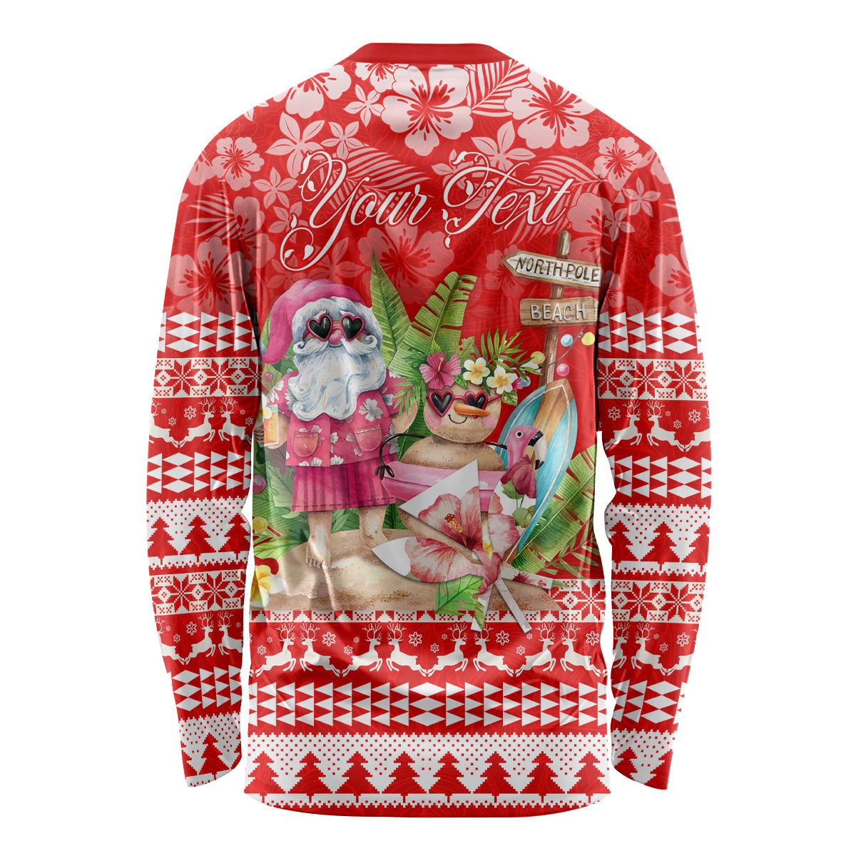 Personalised Hawaii Mele Kalikimaka Long Sleeve Shirt Santa Beach Merry Christmas - Wonder Print Shop