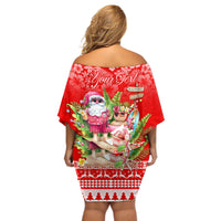 Personalised Hawaii Mele Kalikimaka Off Shoulder Short Dress Santa Beach Merry Christmas - Wonder Print Shop