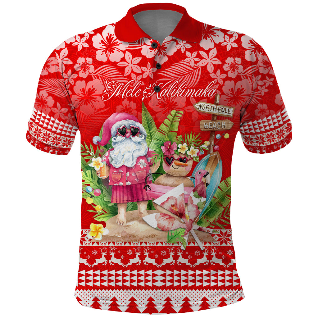 Personalised Hawaii Mele Kalikimaka Polo Shirt Santa Beach Merry Christmas - Wonder Print Shop