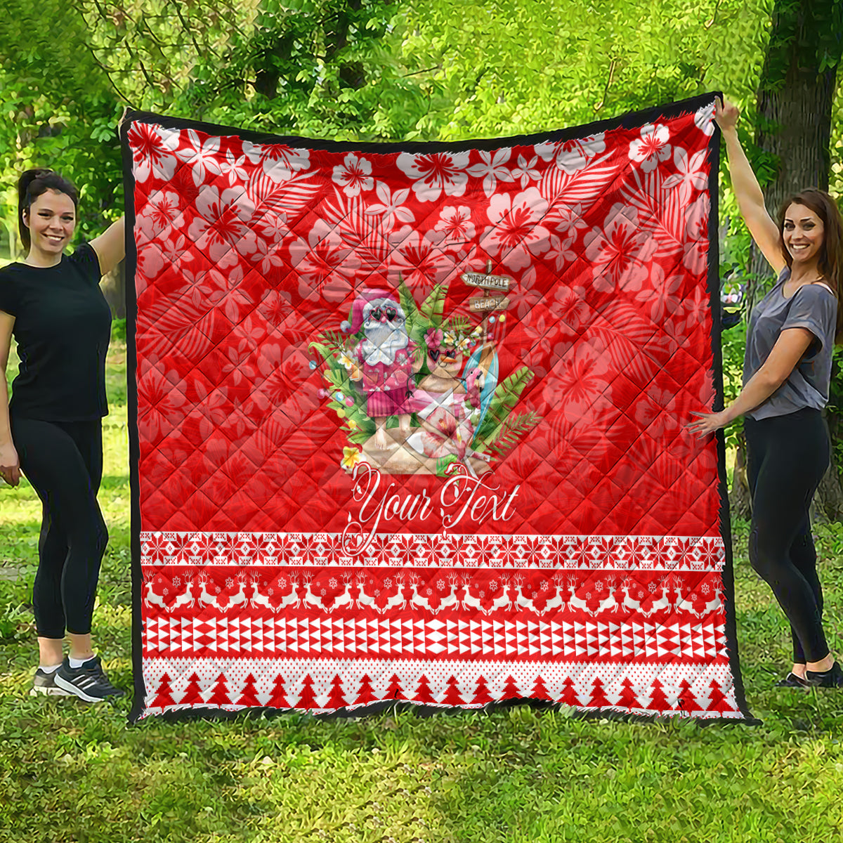 Personalised Hawaii Mele Kalikimaka Quilt Santa Beach Merry Christmas - Wonder Print Shop