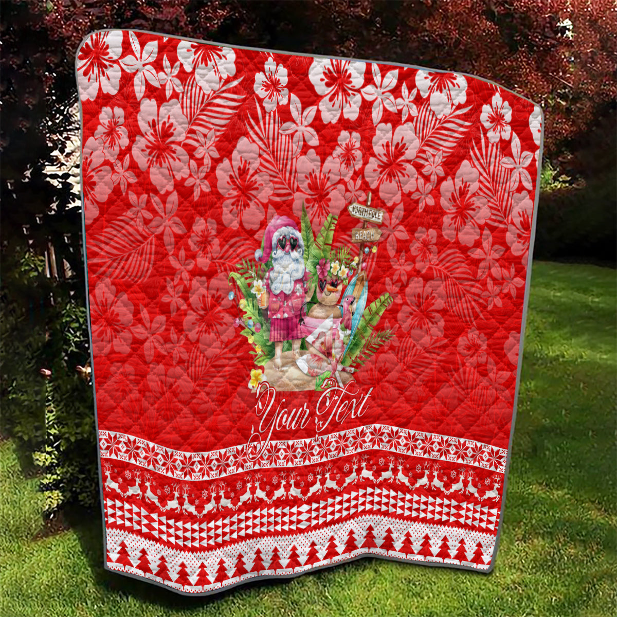 Personalised Hawaii Mele Kalikimaka Quilt Santa Beach Merry Christmas - Wonder Print Shop