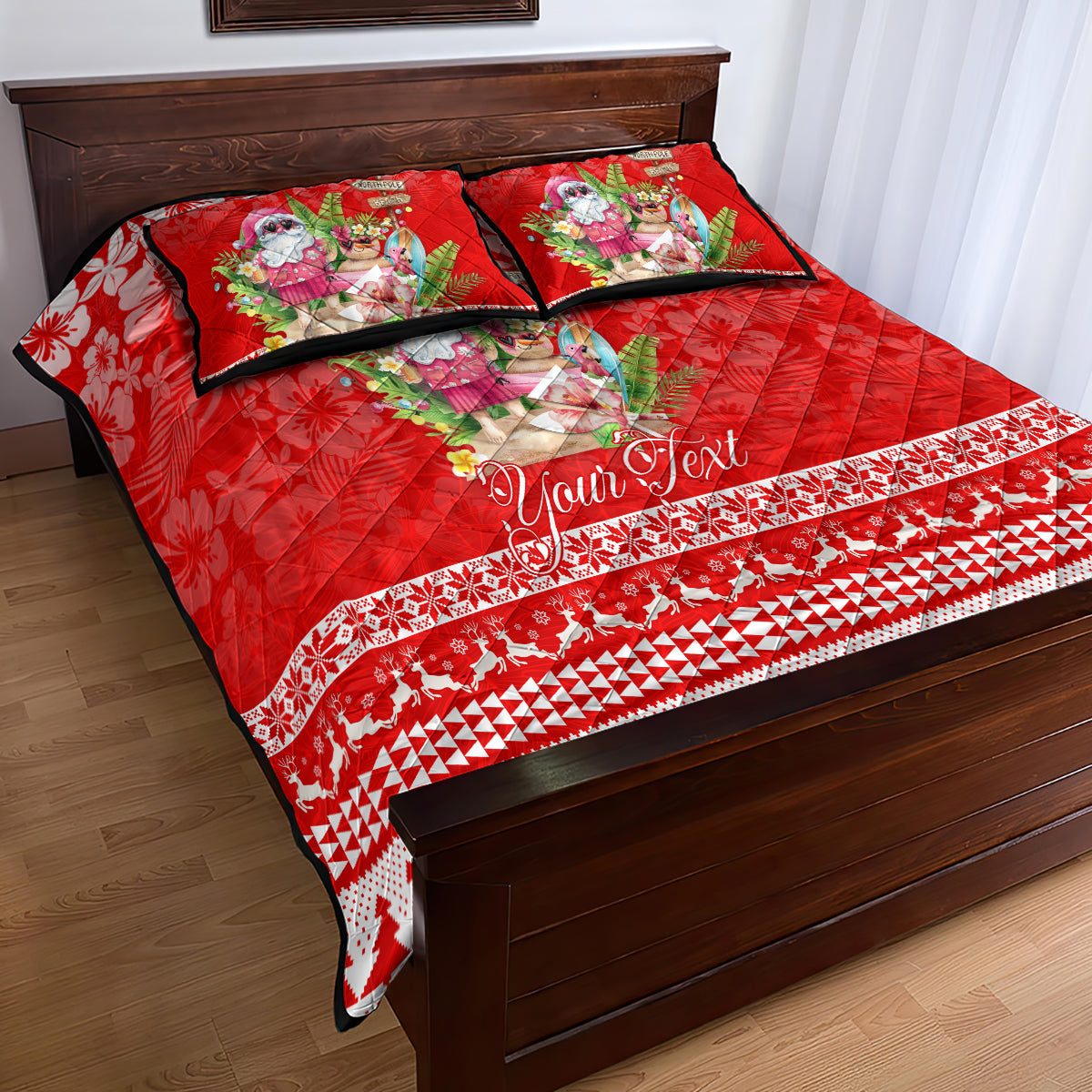 Personalised Hawaii Mele Kalikimaka Quilt Bed Set Santa Beach Merry Christmas - Wonder Print Shop