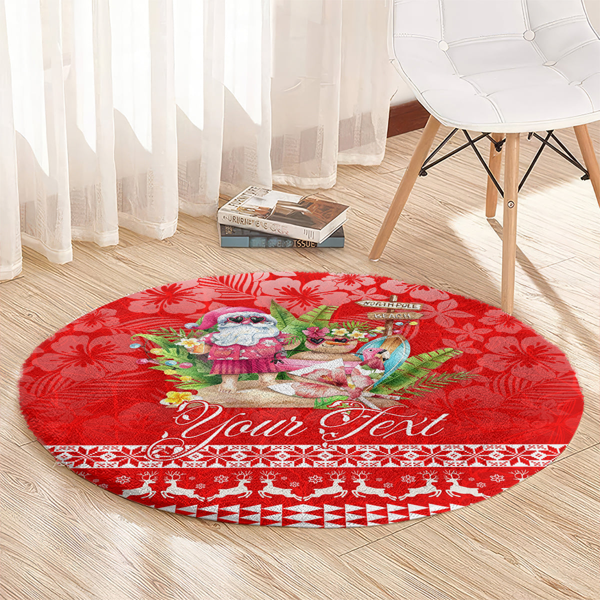 personalised-hawaii-mele-kalikimaka-round-carpet-santa-beach-merry-christmas
