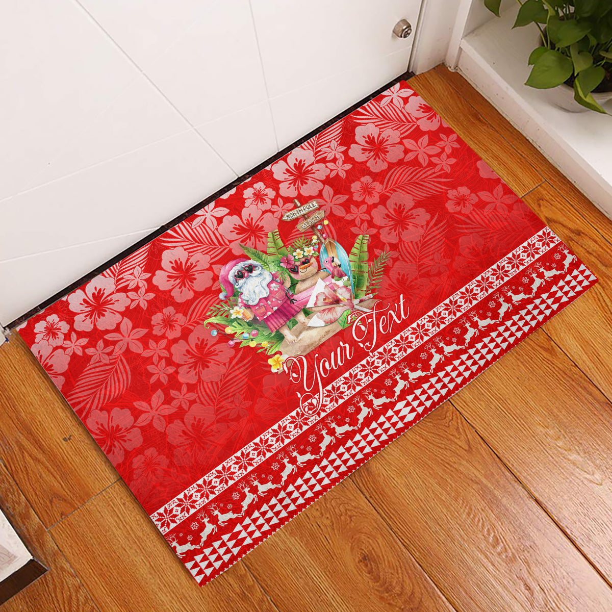 Personalised Hawaii Mele Kalikimaka Rubber Doormat Santa Beach Merry Christmas - Wonder Print Shop