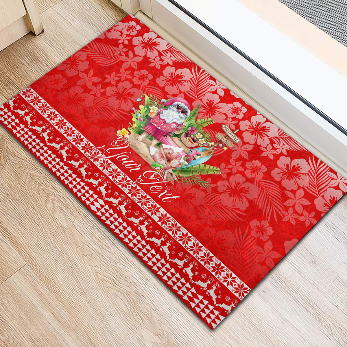Personalised Hawaii Mele Kalikimaka Rubber Doormat Santa Beach Merry Christmas - Wonder Print Shop