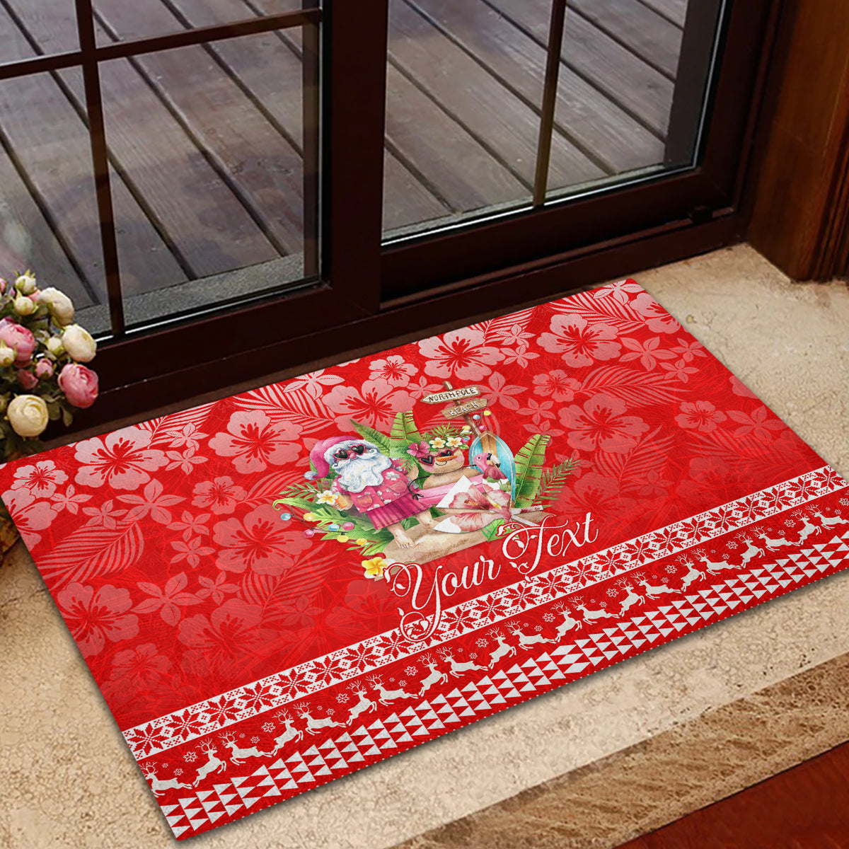 Personalised Hawaii Mele Kalikimaka Rubber Doormat Santa Beach Merry Christmas - Wonder Print Shop
