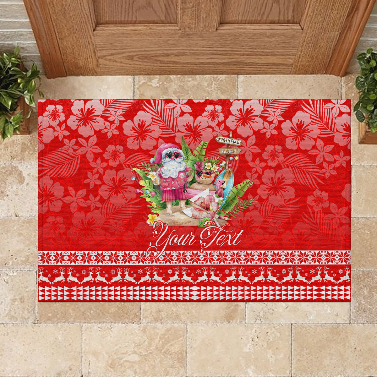 Personalised Hawaii Mele Kalikimaka Rubber Doormat Santa Beach Merry Christmas - Wonder Print Shop