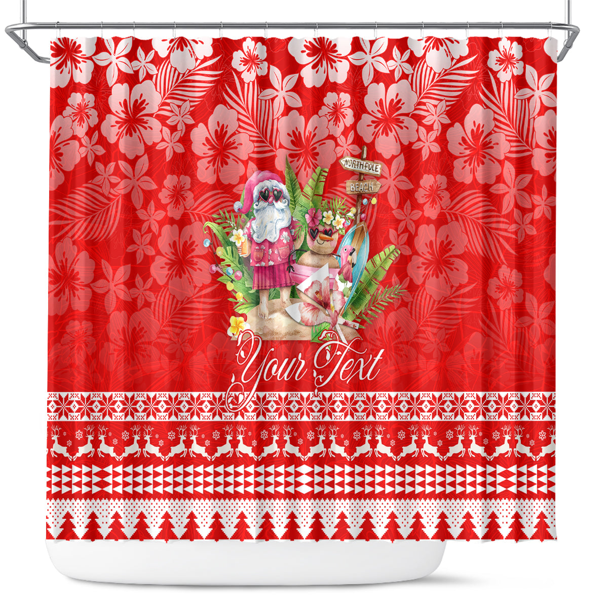 personalised-hawaii-mele-kalikimaka-shower-curtain-santa-beach-merry-christmas