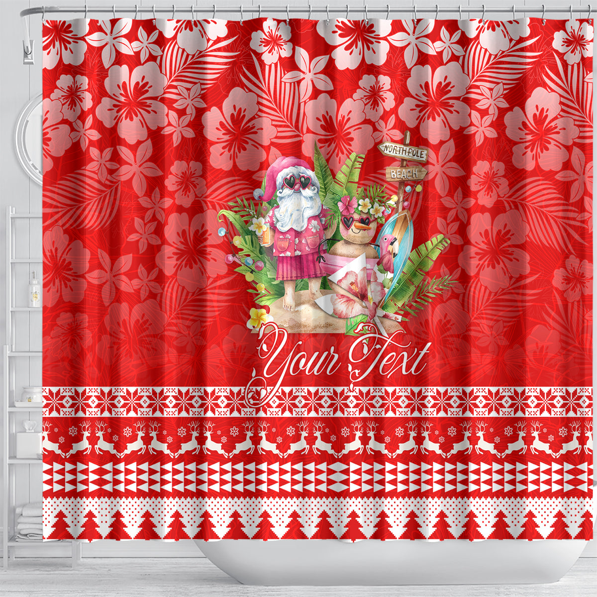 personalised-hawaii-mele-kalikimaka-shower-curtain-santa-beach-merry-christmas