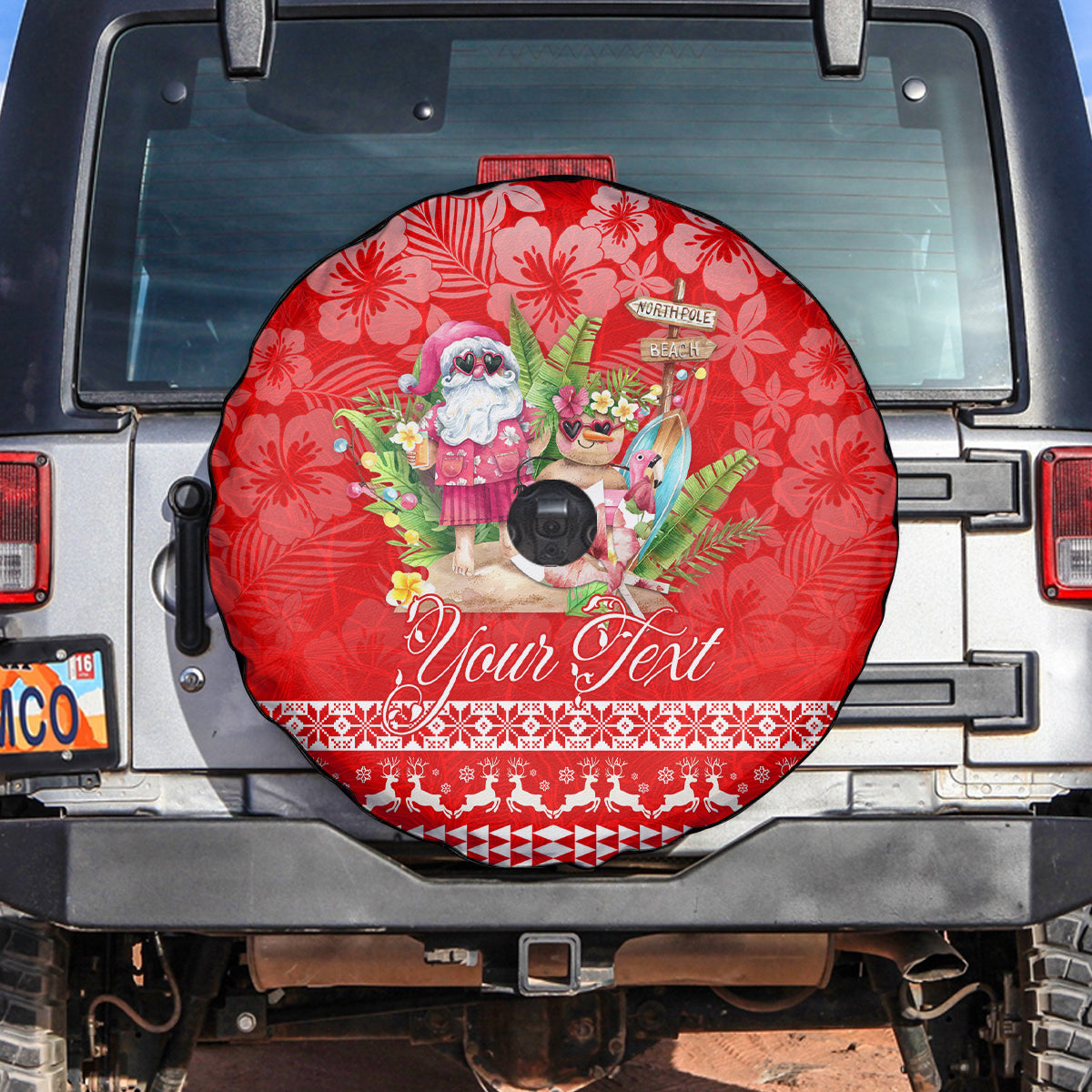 Personalised Hawaii Mele Kalikimaka Spare Tire Cover Santa Beach Merry Christmas - Wonder Print Shop