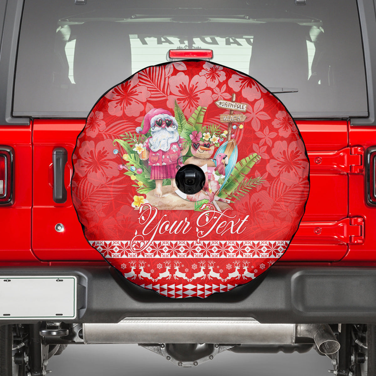 Personalised Hawaii Mele Kalikimaka Spare Tire Cover Santa Beach Merry Christmas - Wonder Print Shop
