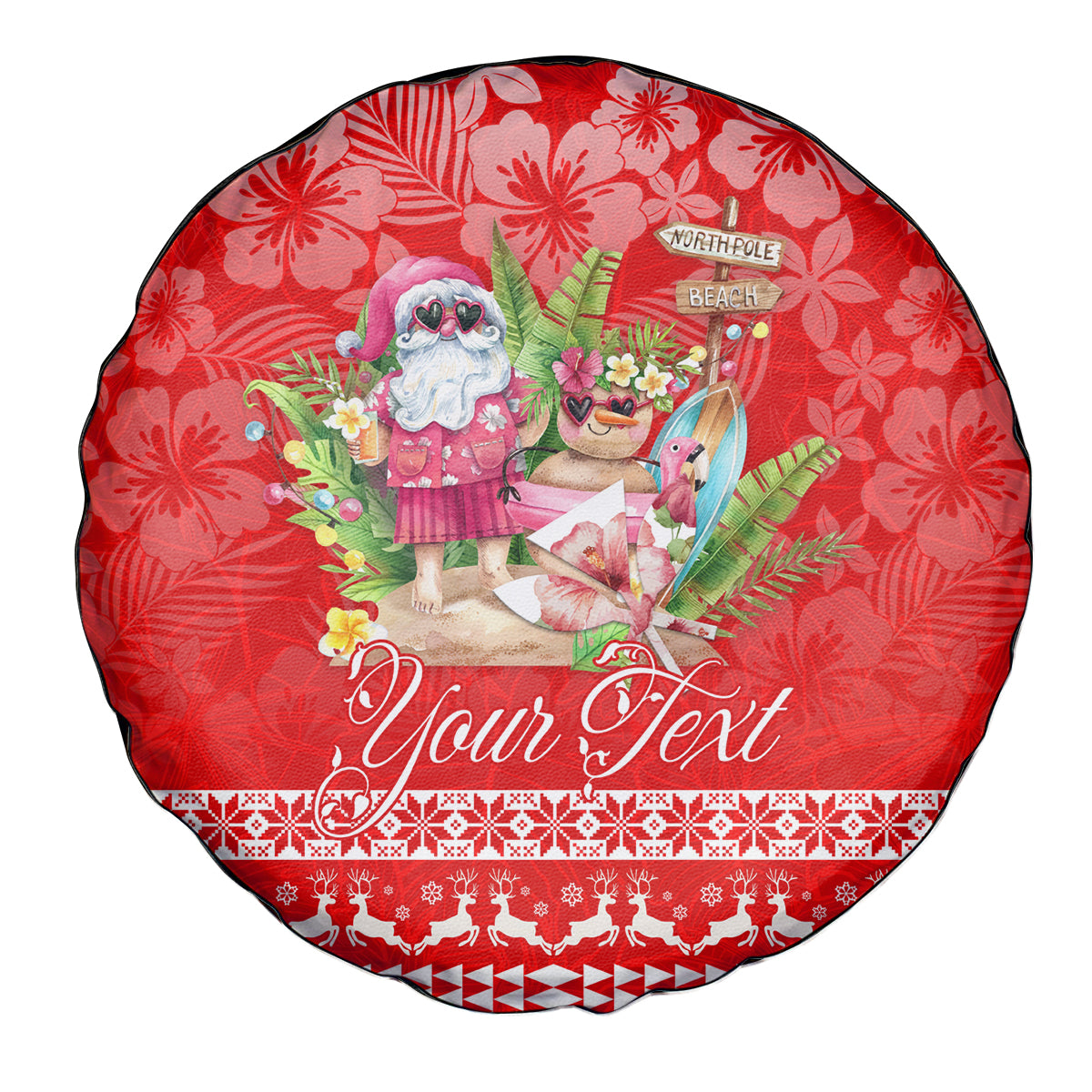 Personalised Hawaii Mele Kalikimaka Spare Tire Cover Santa Beach Merry Christmas - Wonder Print Shop