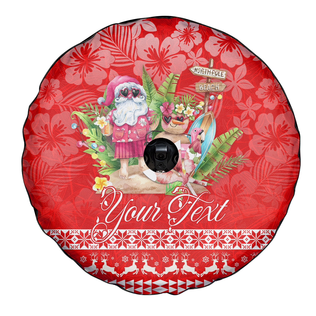 Personalised Hawaii Mele Kalikimaka Spare Tire Cover Santa Beach Merry Christmas - Wonder Print Shop