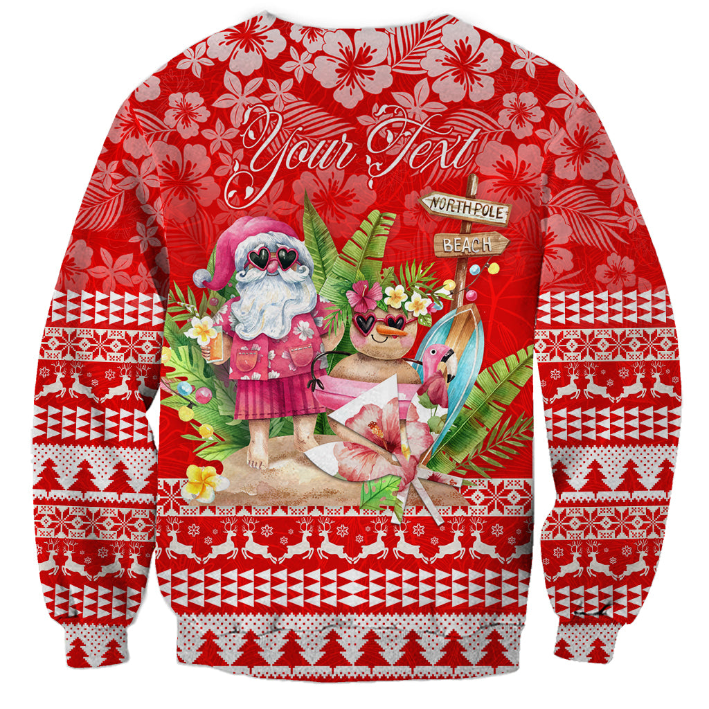 Personalised Hawaii Mele Kalikimaka Sweatshirt Santa Beach Merry Christmas - Wonder Print Shop
